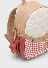 Mochila Guardería Acolchada Cuadros Terracota Mayoral detalle